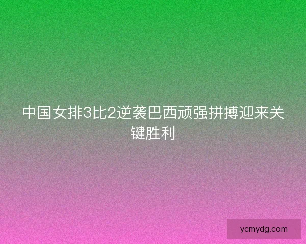 中国女排3比2逆袭巴西顽强拼搏迎来关键胜利