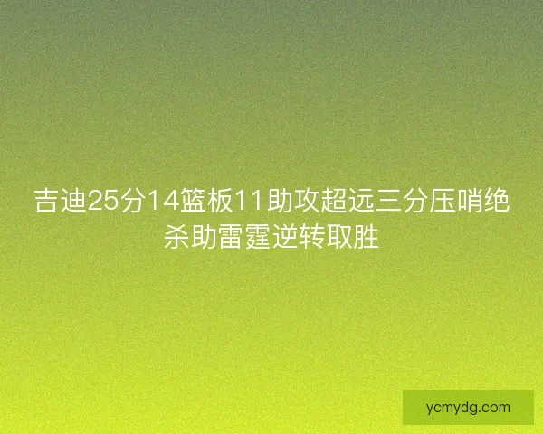 吉迪25分14篮板11助攻超远三分压哨绝杀助雷霆逆转取胜