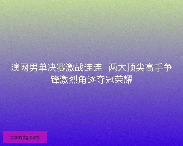 澳网男单决赛激战连连  两大顶尖高手争锋激烈角逐夺冠荣耀